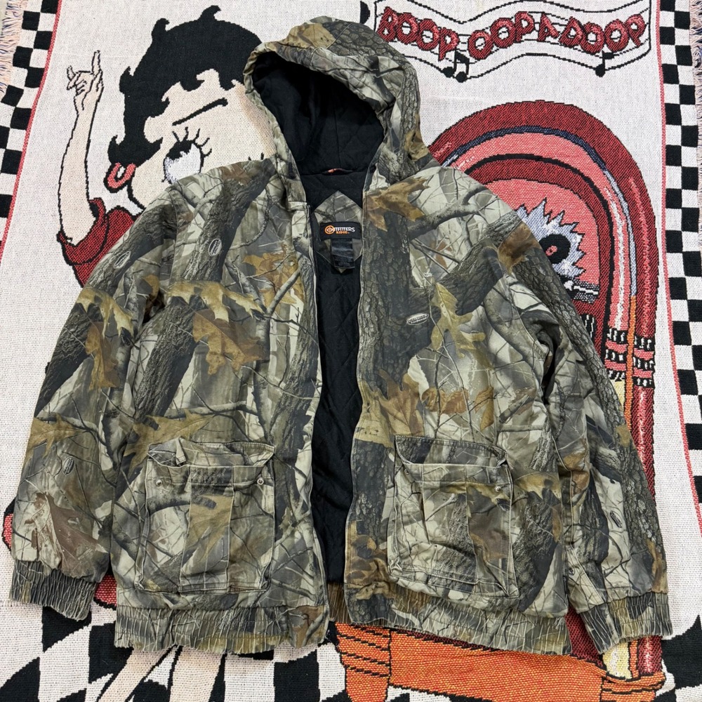 Outfitters Ridge Camo Hooded Jacket Mens XL Realtree Hardwoods Hunting Full Zip
